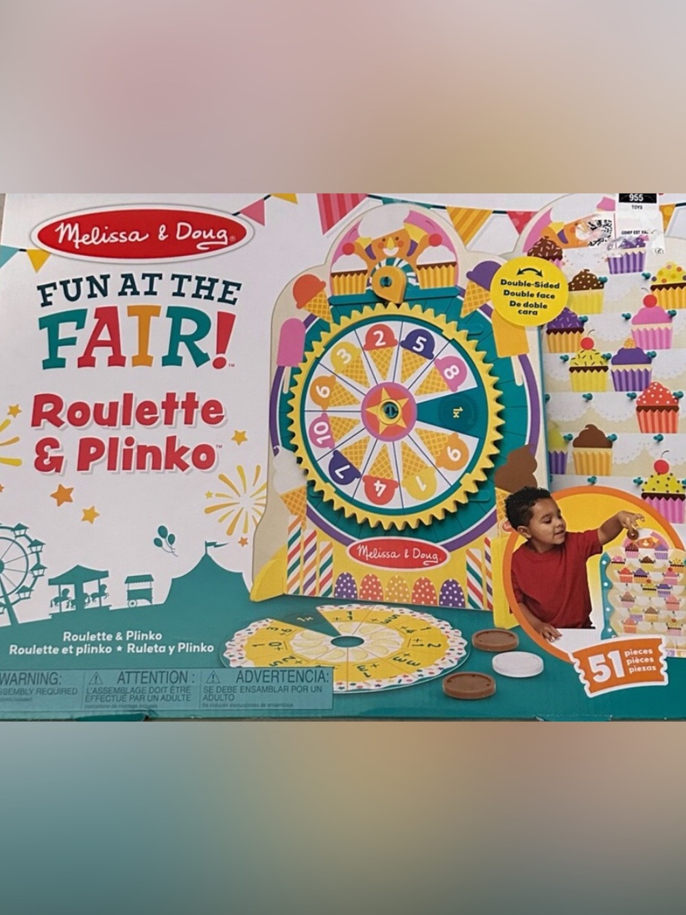 Melissa & Doug Fun at the fair Roulette & Plinko Carnival Spinner Game